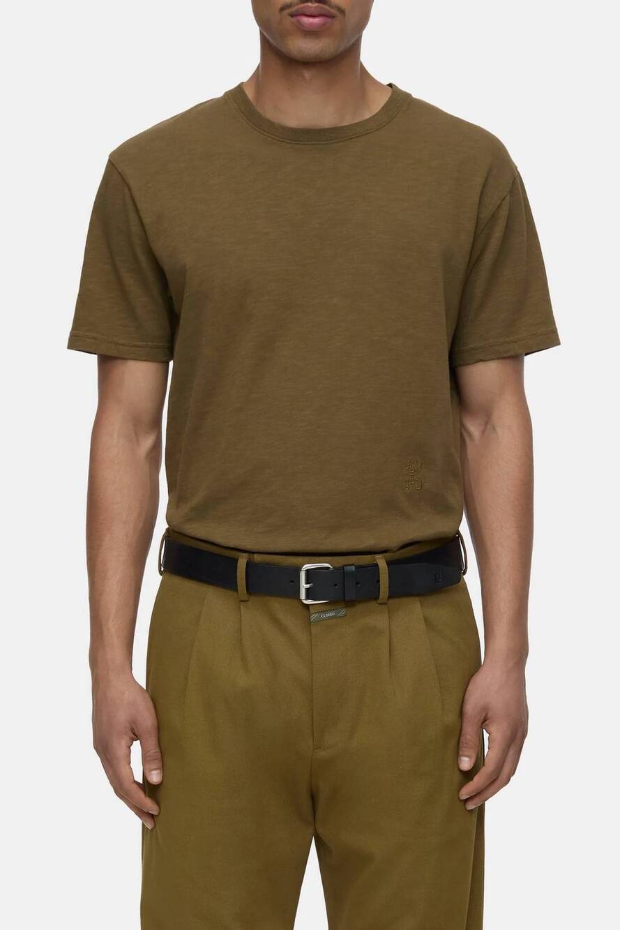 NEW CLOSED organic cotton classic slub short sleeve t-shirt in golden moss